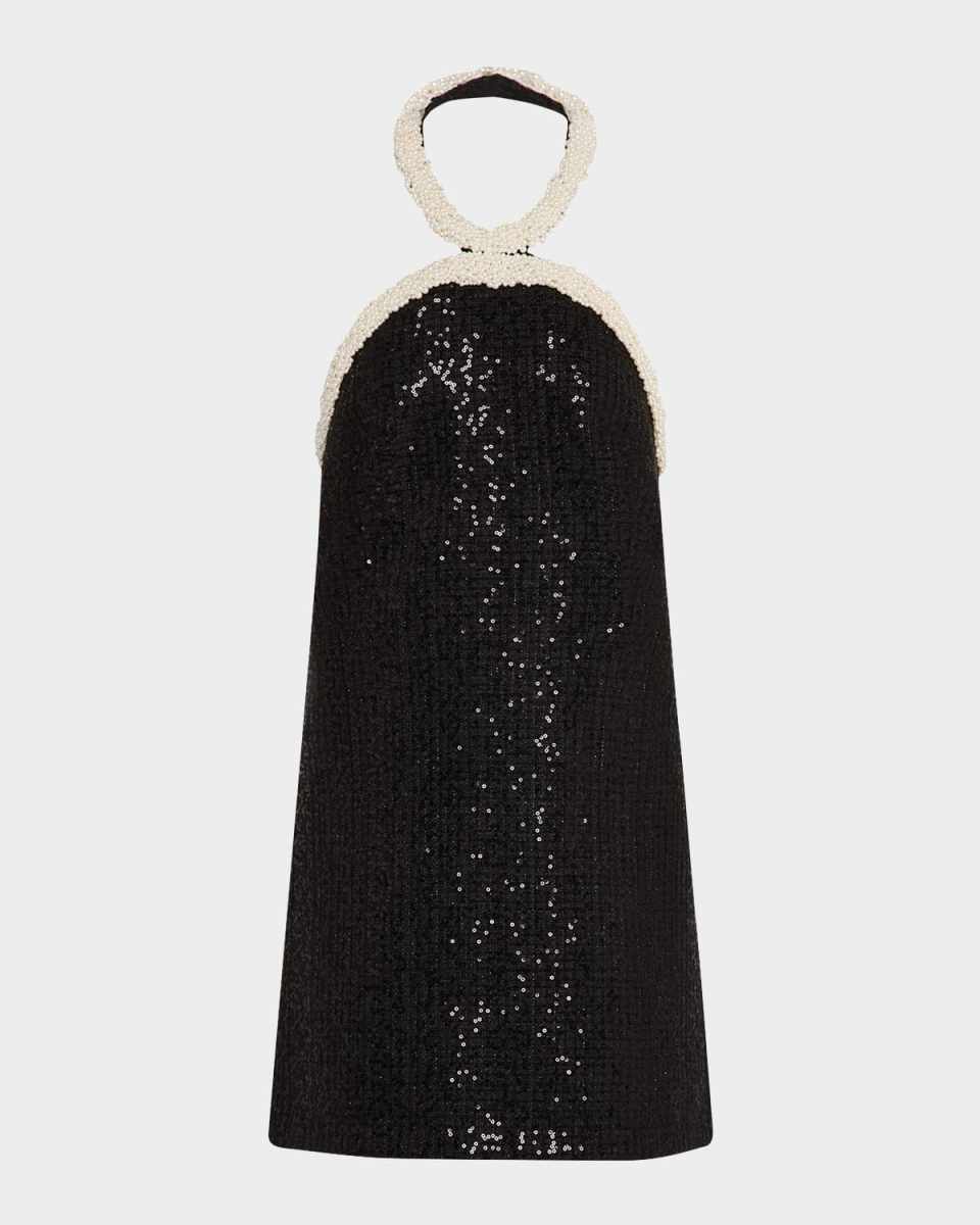 Boucle Pearly-Trim Mini Dress